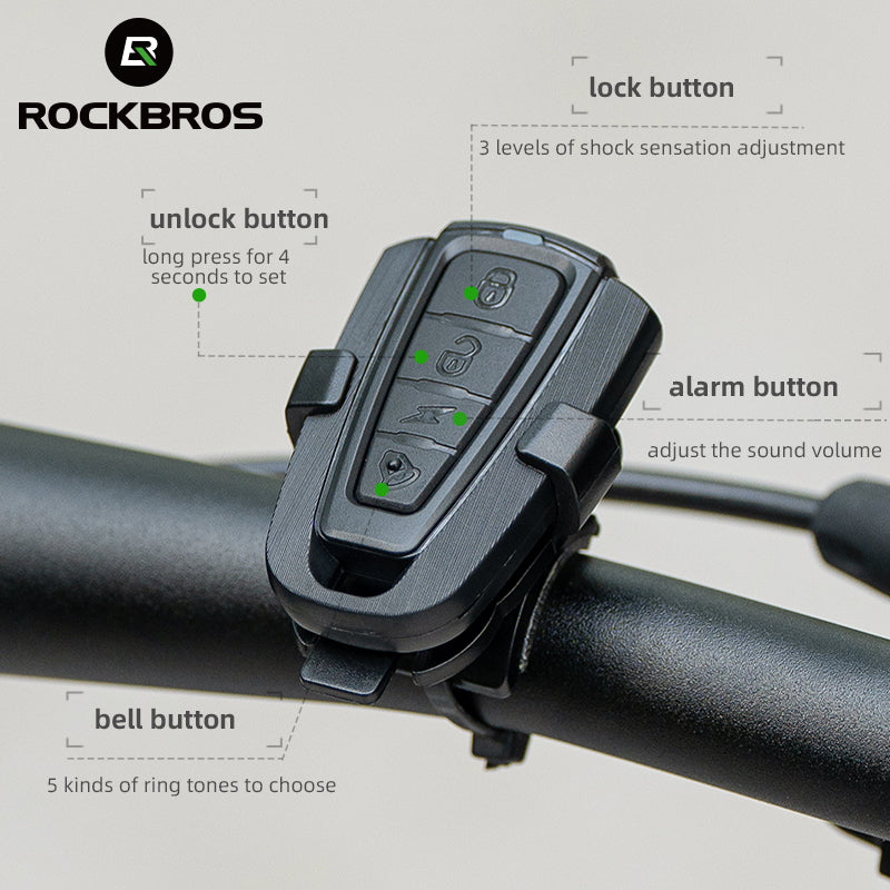 ROCKBROS 115dB Wireless Bike Alarm with Remote Vibration Anti‑Theft