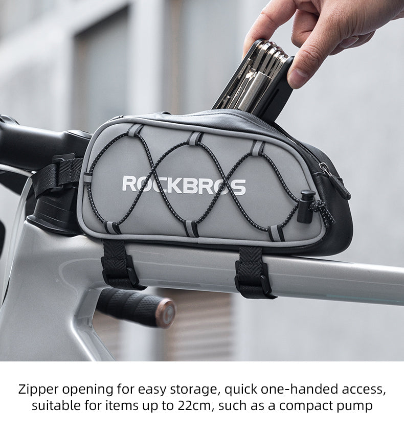 ROCKBROS Waterproof Reflective Bicycle Top Tube Bag, Secure Cycling Storage