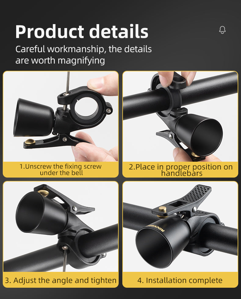 ROCKBROS Classic Brass Bike Bell: Loud, Durable, Easy Fit Adult Bicycles