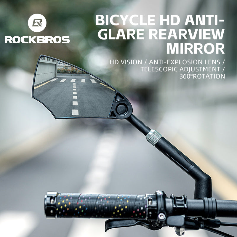 ROCKBROS HD Anti-Glare Bike Mirror for Handlebars, 360° Rotating Safety