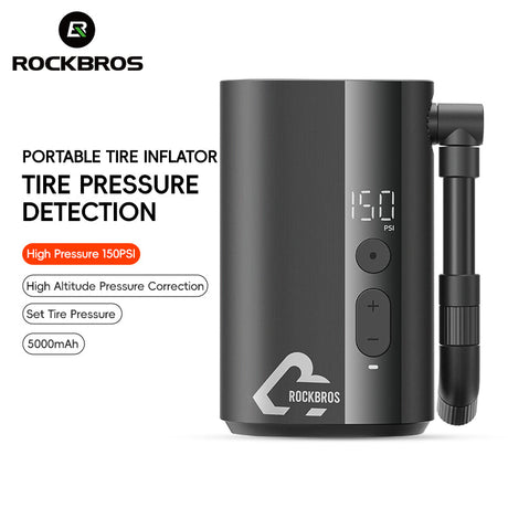 ROCKBROS Portable Electric Tyre Inflator Pump: 150 PSI for Bikes, Motorcycles, Cars