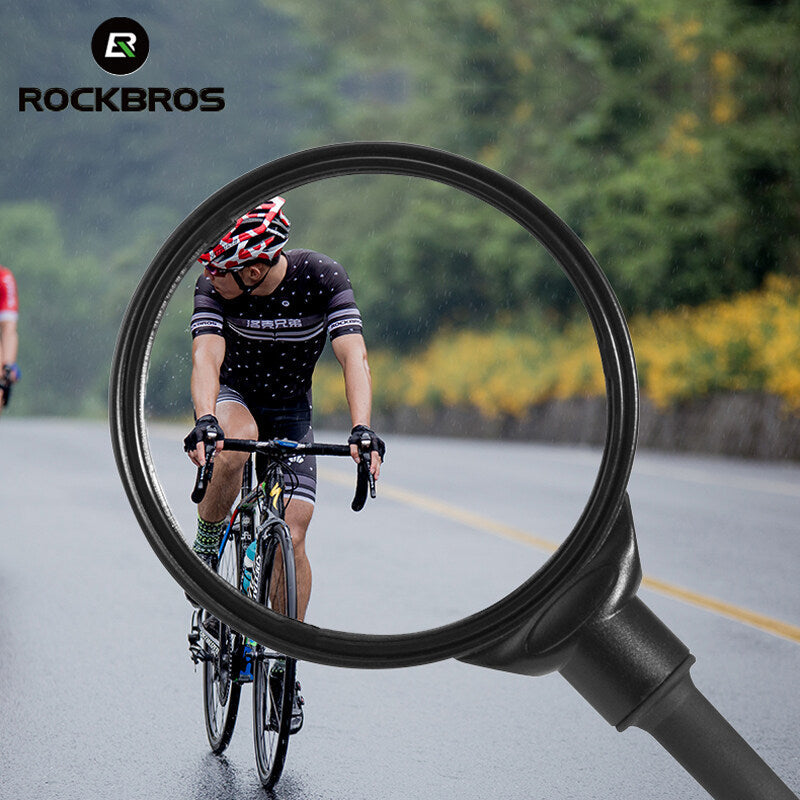 ROCKBROS Flexible Bicycle Handlebar Rearview Mirror - Adjustable 360° Wide Angle Safety Convex Mirror