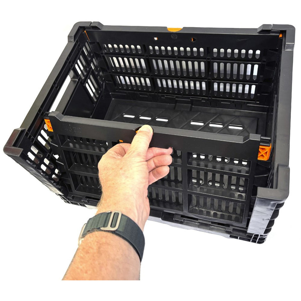 Azur Large Fold-Down Bicycle Cargo Basket - Black, 70 Litre Capacity