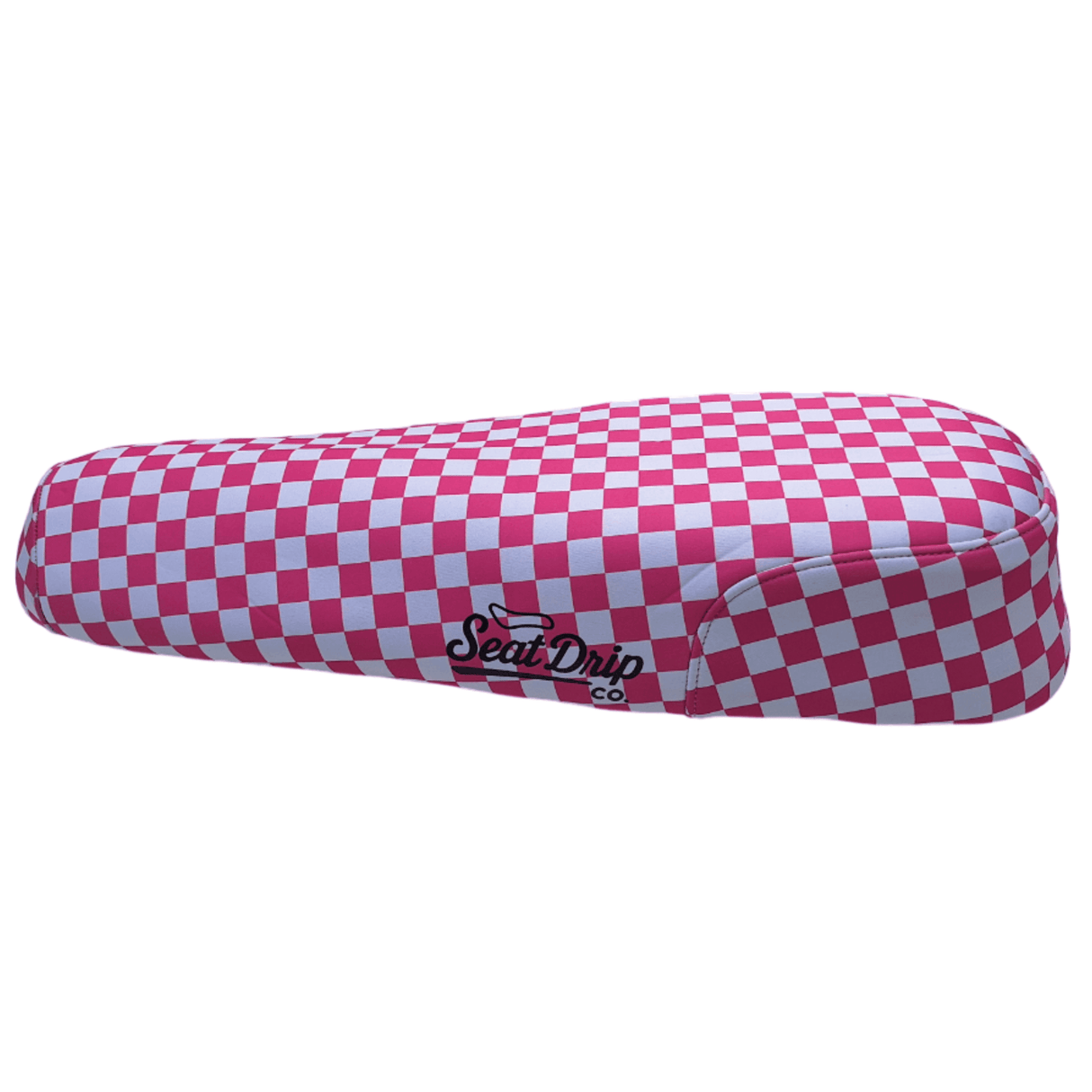 Vibrant Bubblegum Checkered E-Bike Seat Cover: DiroDi, Stator, Fatboy, Ampd Bros