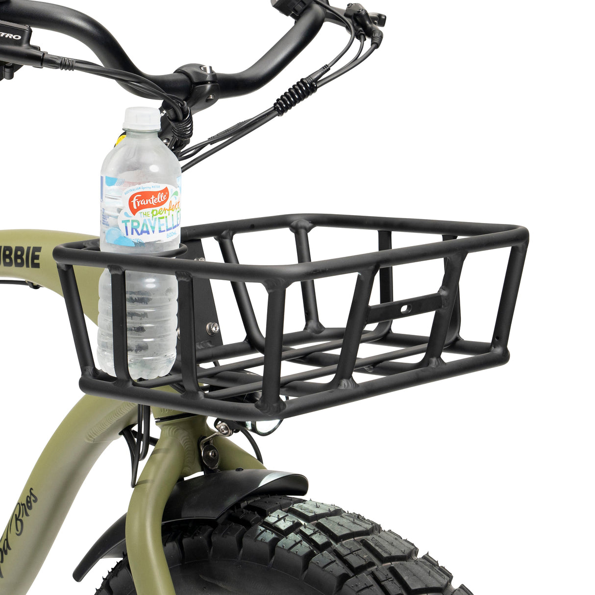 Robust Alloy Front Cargo Basket for Stubbie Chubbie Electric Bikes with Cupholder