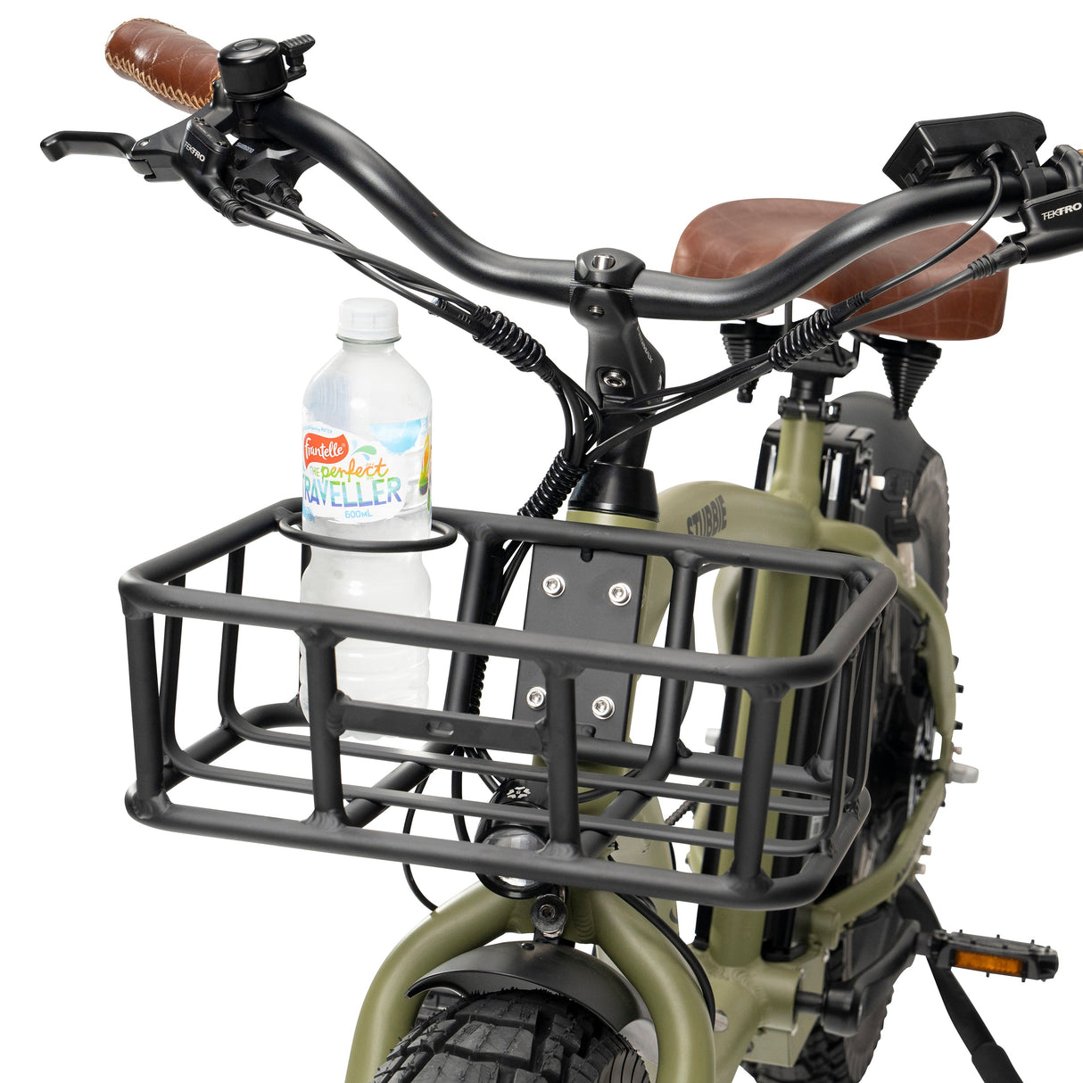 Robust Alloy Front Cargo Basket for Stubbie Chubbie Electric Bikes with Cupholder