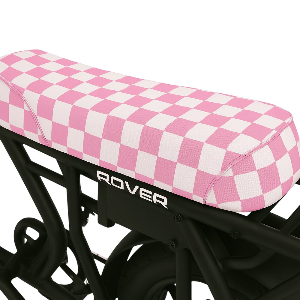 Vibrant Bubblegum Checkered E-Bike Seat Cover: DiroDi, Stator, Fatboy, Ampd Bros