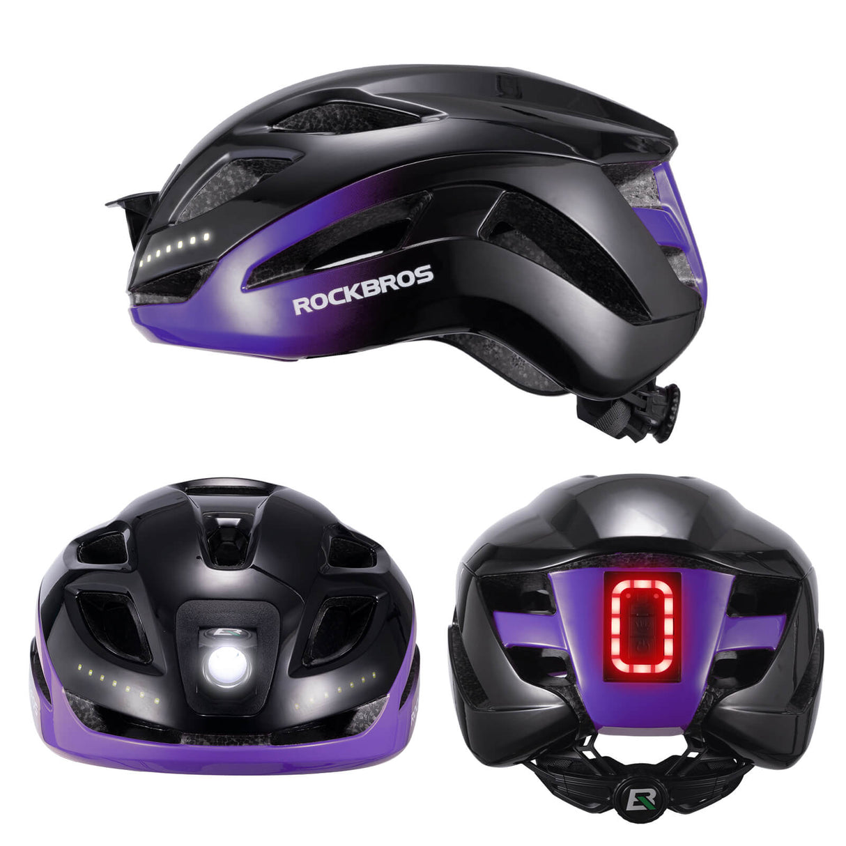 ROCKBROS USB-C Rechargeable Cycling Safety Helmet with Integrated Warning Lights