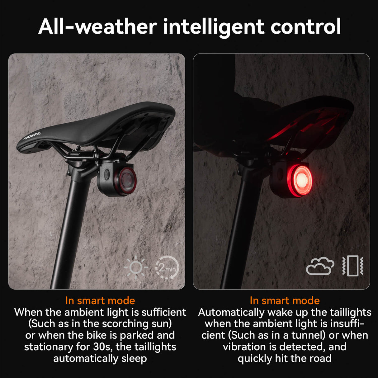 ROCKBROS Wireless Remote Bicycle Tail Light: Anti-Theft Alarm, Horn, Cycling Safety