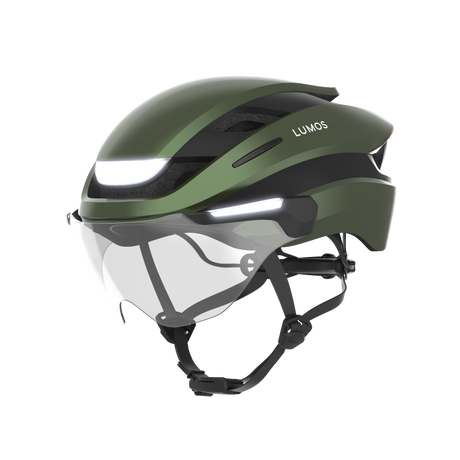 Lumos Ultra E-Bike Helmet with Integrated Eye Shield and Smart Turn Signals