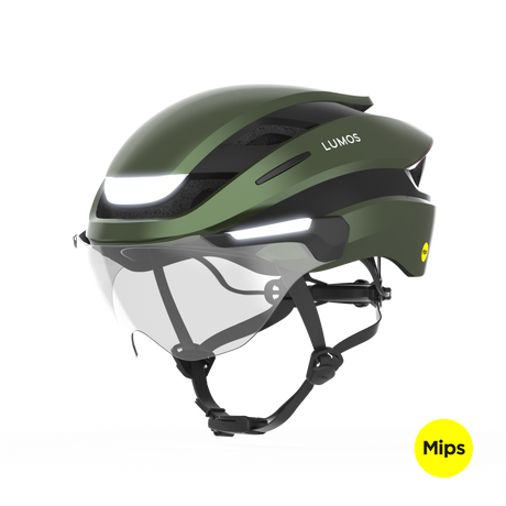 Lumos Ultra E-Bike Helmet with Integrated Eye Shield and Smart Turn Signals