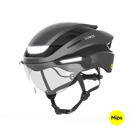 Lumos Ultra E-Bike Helmet with Integrated Eye Shield and Smart Turn Signals