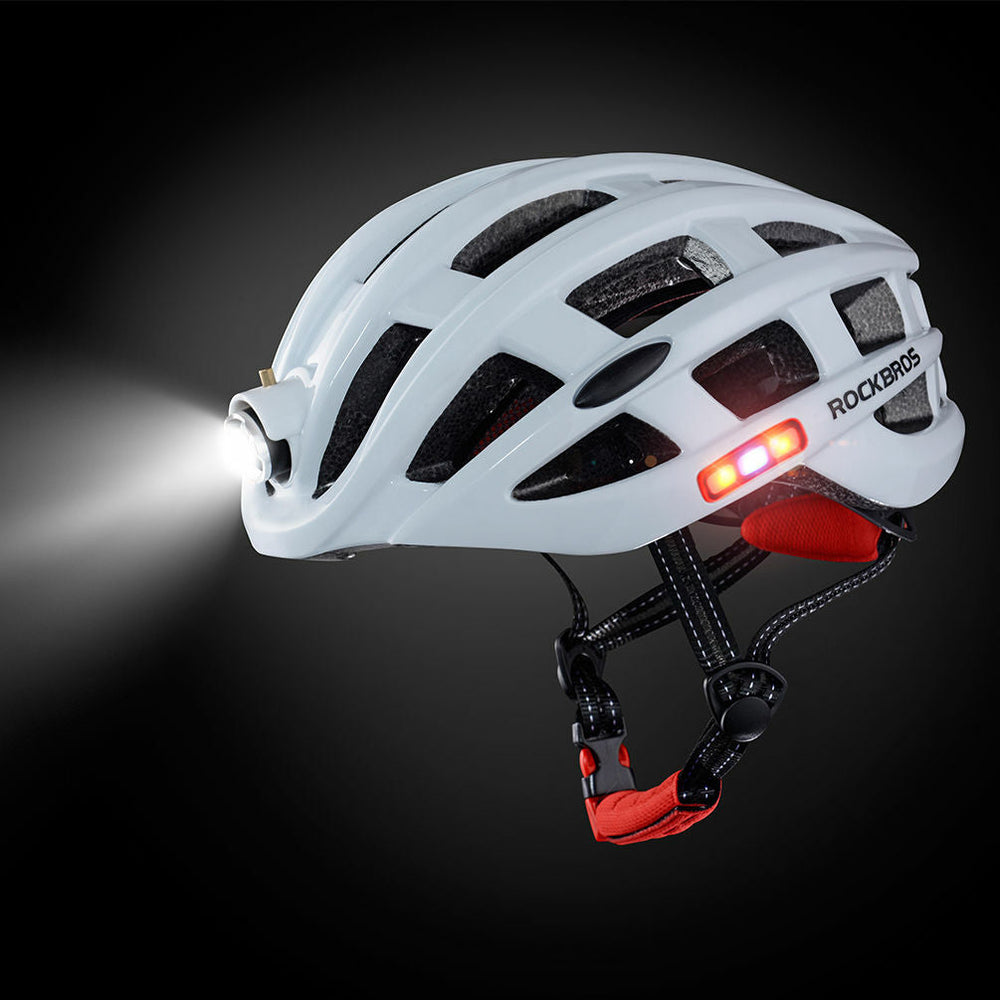 ROCKBROS Ultralight Cycling Helmet with USB Rechargeable LED Safety Light