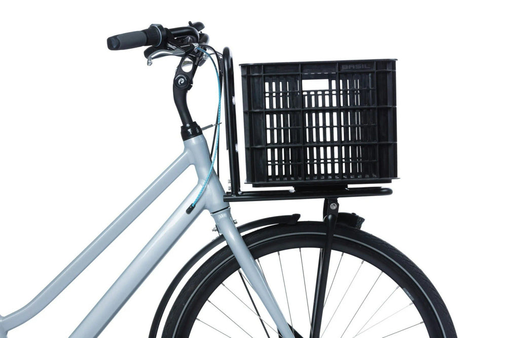 Basil Large 40L Black Recycled Bicycle Crate for Front or Rear Mounting