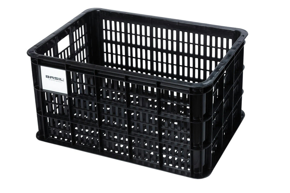 Basil Large 40L Black Recycled Bicycle Crate for Front or Rear Mounting