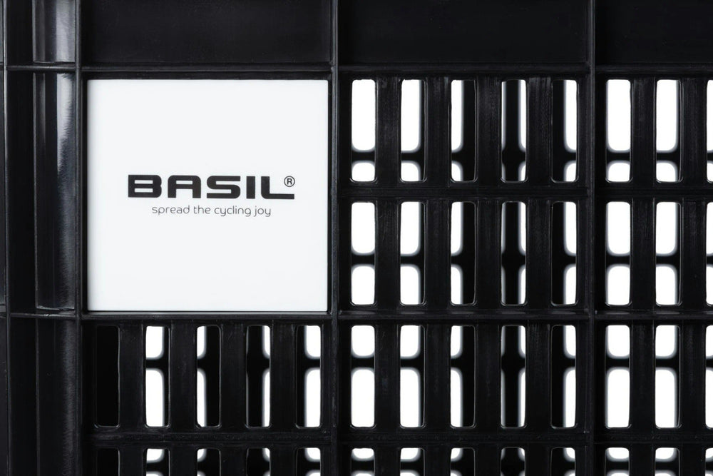 Basil Large 40L Black Recycled Bicycle Crate for Front or Rear Mounting