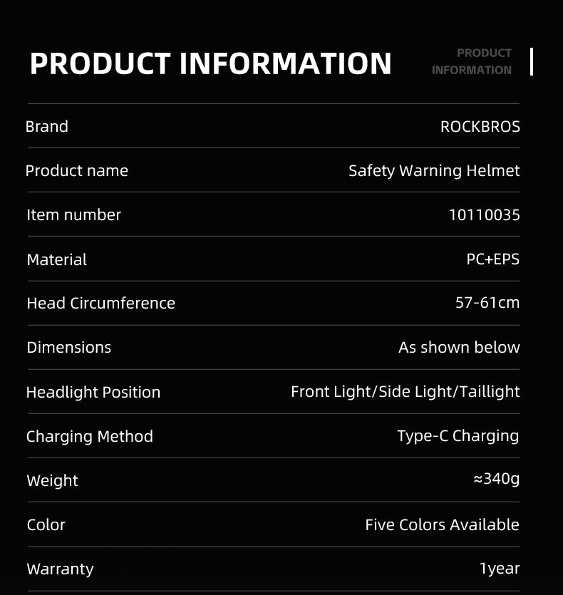 ROCKBROS USB-C Rechargeable Cycling Safety Helmet with Integrated Warning Lights