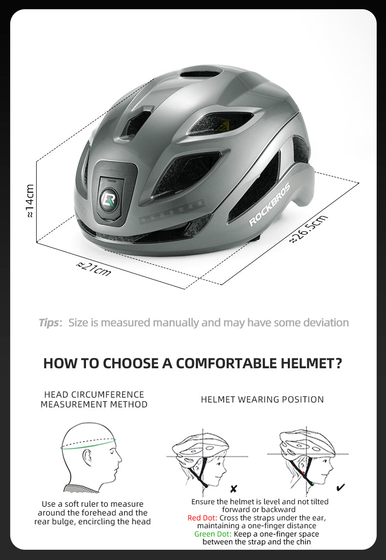 ROCKBROS USB-C Rechargeable Cycling Safety Helmet with Integrated Warning Lights