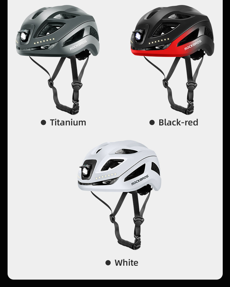ROCKBROS USB-C Rechargeable Cycling Safety Helmet with Integrated Warning Lights