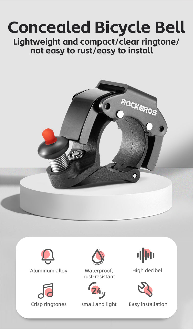ROCKBROS Mini Hidden Bicycle Bell: Loud 100dB Sound, Discreet Cycling Safety Accessory