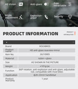 ROCKBROS HD Anti-Glare Bike Mirror for Handlebars, 360° Rotating Safety