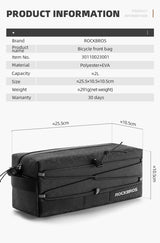 ROCKBROS 2L Cycling Handlebar Bag - Durable Portable Bike Shoulder Pouch