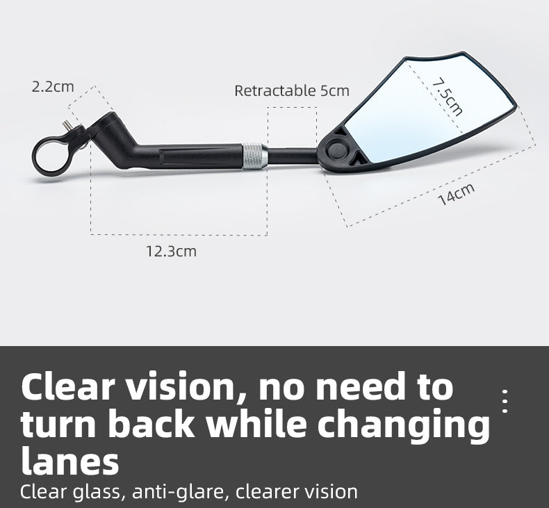 ROCKBROS HD Anti-Glare Bike Mirror for Handlebars, 360° Rotating Safety