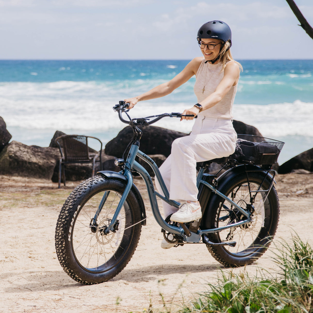 Chubbie-S Electric Fat Tyre Beach Cruiser Bike - Powerful Motor, Long Range