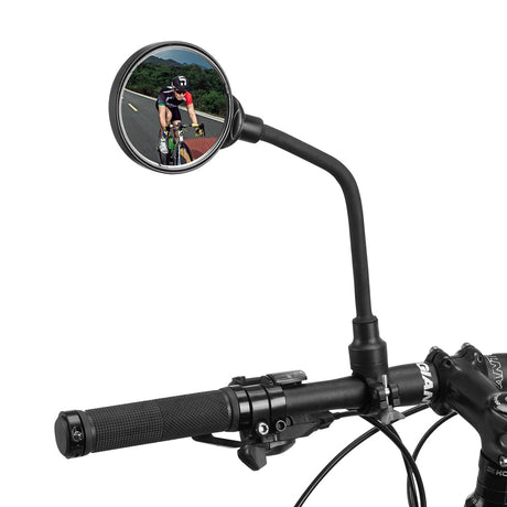 ROCKBROS Flexible Bicycle Handlebar Rearview Mirror - Adjustable 360° Wide Angle Safety Convex Mirror