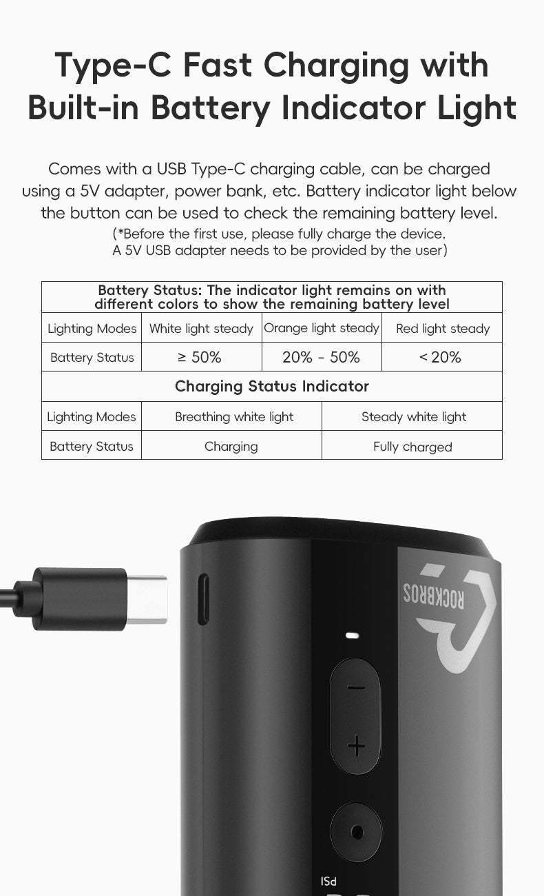 ROCKBROS Portable Electric Tyre Inflator Pump: 150 PSI for Bikes, Motorcycles, Cars