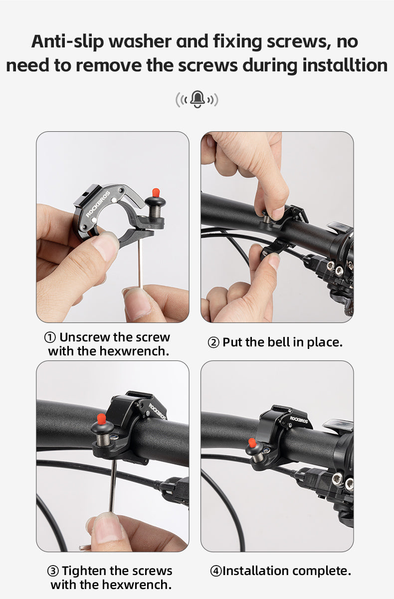 ROCKBROS Mini Hidden Bicycle Bell: Loud 100dB Sound, Discreet Cycling Safety Accessory