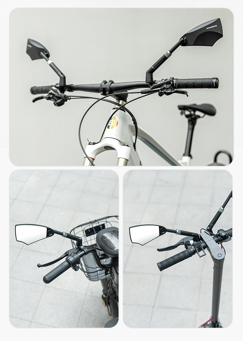 ROCKBROS HD Anti-Glare Bike Mirror for Handlebars, 360° Rotating Safety