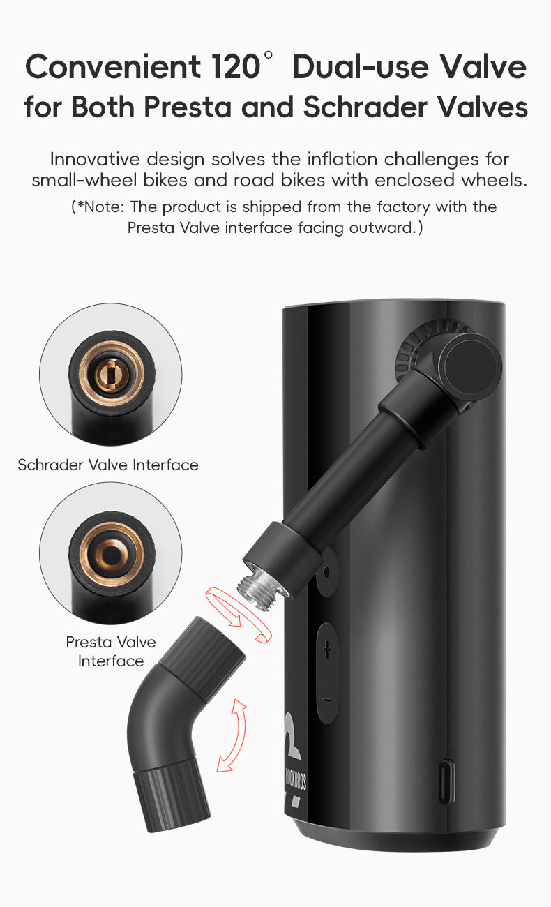 ROCKBROS Portable Electric Tyre Inflator Pump: 150 PSI for Bikes, Motorcycles, Cars