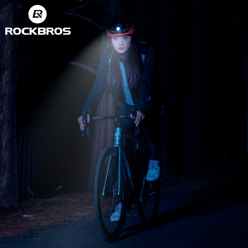 ROCKBROS USB-C Rechargeable Cycling Safety Helmet with Integrated Warning Lights