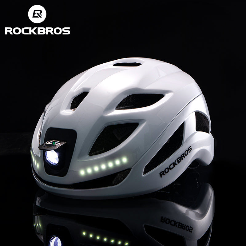 ROCKBROS USB-C Rechargeable Cycling Safety Helmet with Integrated Warning Lights