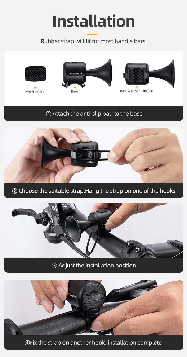 ROCKBROS 120dB Electronic Bicycle Horn: Waterproof, Loud & Compact Bike Bell