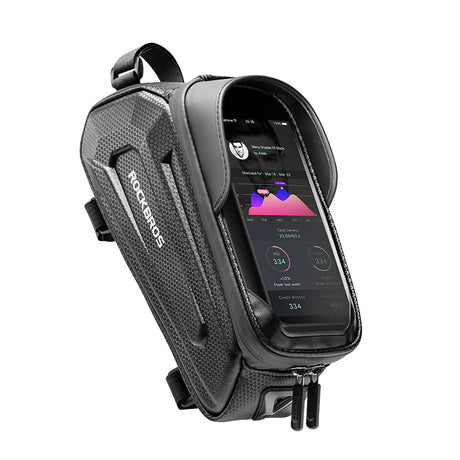 ROCKBROS Waterproof Bike Top Tube Handlebar Phone Bag, Touch Screen EVA Pouch