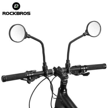 ROCKBROS Flexible Bicycle Handlebar Rearview Mirror - Adjustable 360° Wide Angle Safety Convex Mirror
