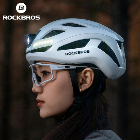 ROCKBROS USB-C Rechargeable Cycling Safety Helmet with Integrated Warning Lights