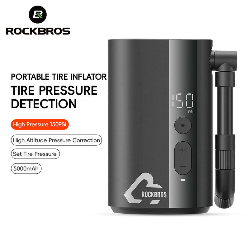 ROCKBROS Portable Electric Tyre Inflator Pump: 150 PSI for Bikes, Motorcycles, Cars