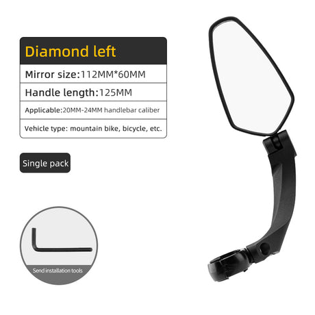 ROCKBROS 360° Adjustable HD Convex Bike Handlebar Rear View Mirror