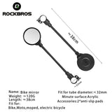 ROCKBROS Flexible Bicycle Handlebar Rearview Mirror - Adjustable 360° Wide Angle Safety Convex Mirror
