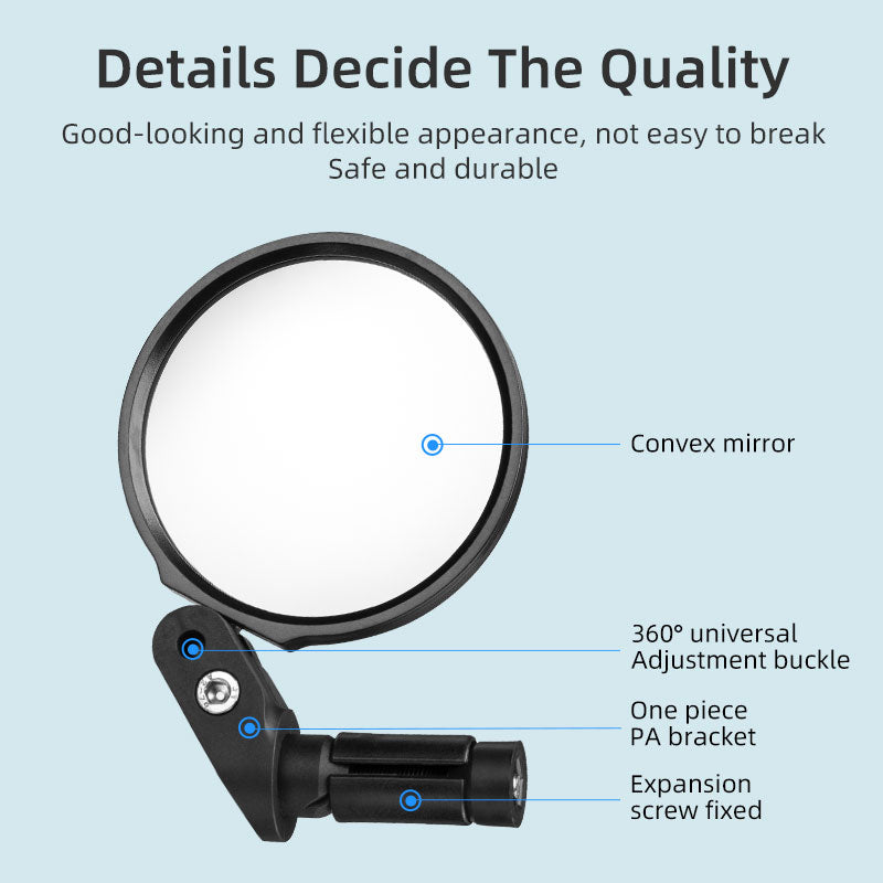 ROCKBROS Bicycle Bar End Mirror: Adjustable HD Cycling Rearview Safety Mirror