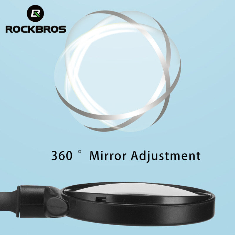 ROCKBROS Flexible Bicycle Handlebar Rearview Mirror - Adjustable 360° Wide Angle Safety Convex Mirror