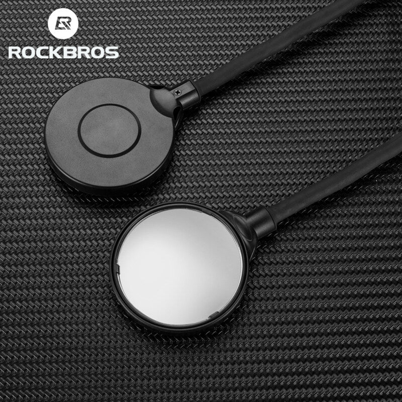 ROCKBROS Flexible Bicycle Handlebar Rearview Mirror - Adjustable 360° Wide Angle Safety Convex Mirror