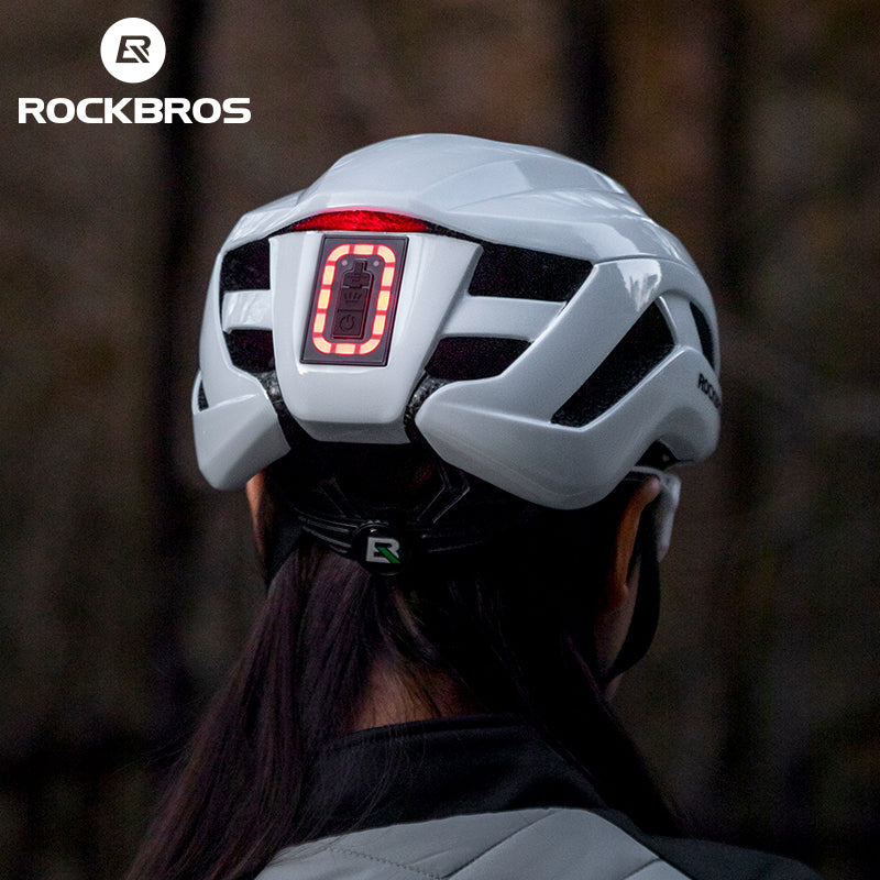 ROCKBROS USB-C Rechargeable Cycling Safety Helmet with Integrated Warning Lights