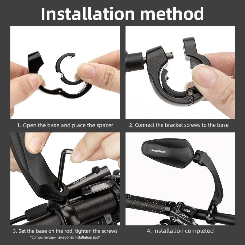 ROCKBROS 360° Adjustable HD Convex Bike Handlebar Rear View Mirror