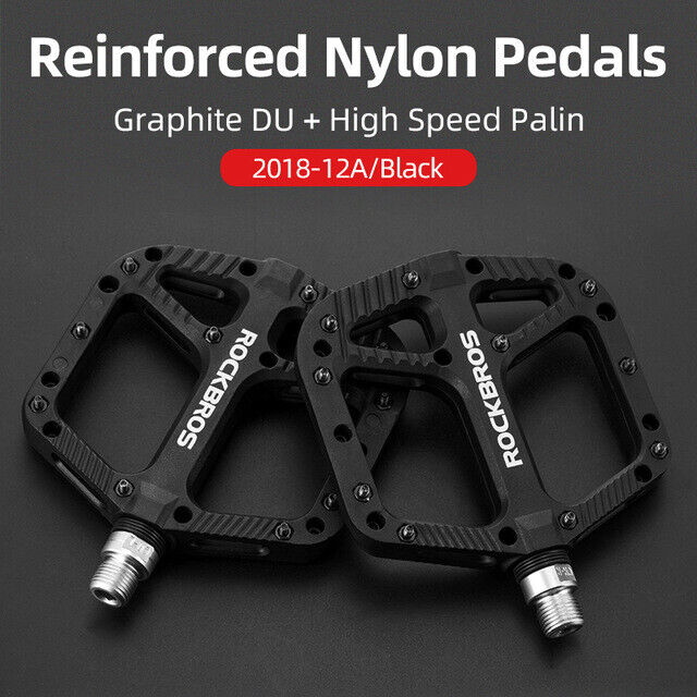 ROCKBROS Extra Large Nylon Bike Pedals: Anti-Skid Grip, Sealed DU Bearings