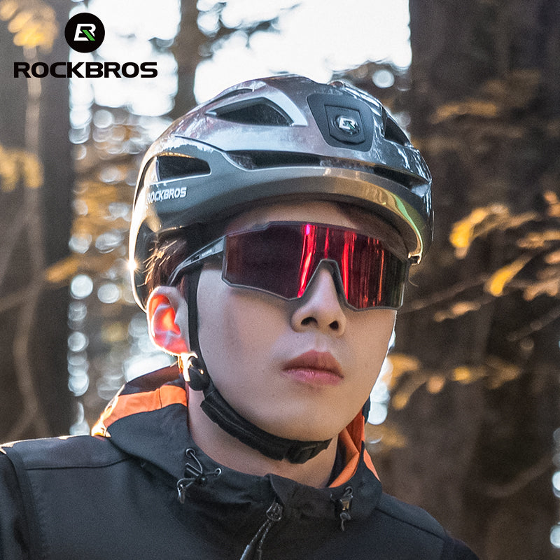 ROCKBROS USB-C Rechargeable Cycling Safety Helmet with Integrated Warning Lights