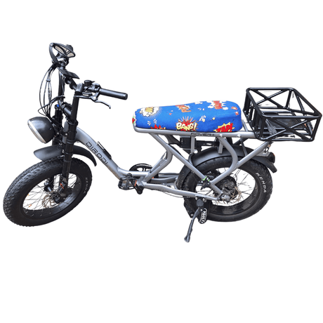Vibrant Comic Blast E-Bike Seat Cover for Popular Models